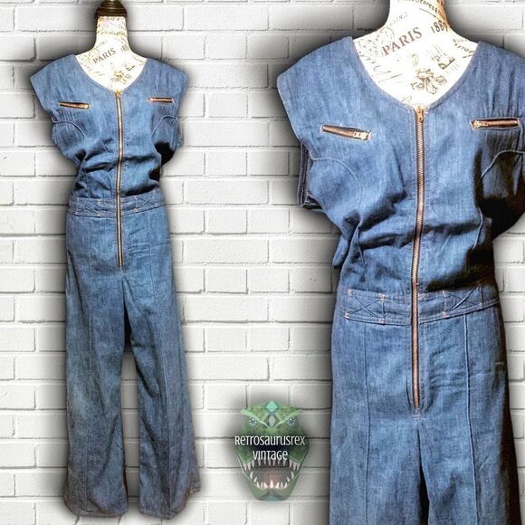𝅺VINTAGE Barbie Jean Denim Jumpsuit - Picture 1 of 8
